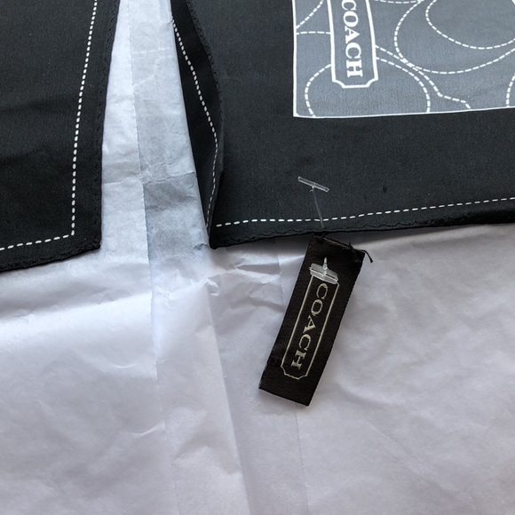 Coach scarf, 20” sq, Silk w hand rolled edge blk - Picture 10 of 10